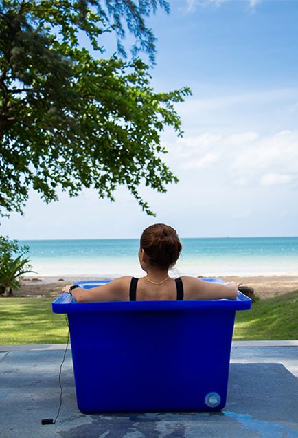 Ice bath session at Tree Roots Retreat, Rayong