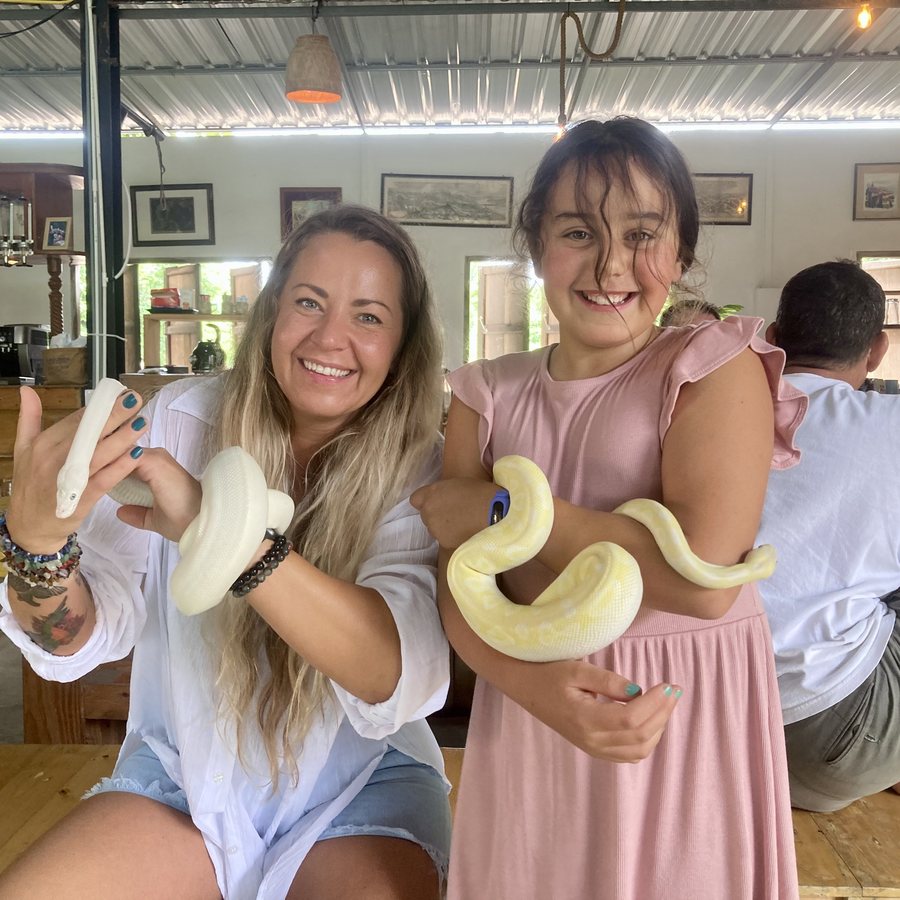 Guests meeting the snakes