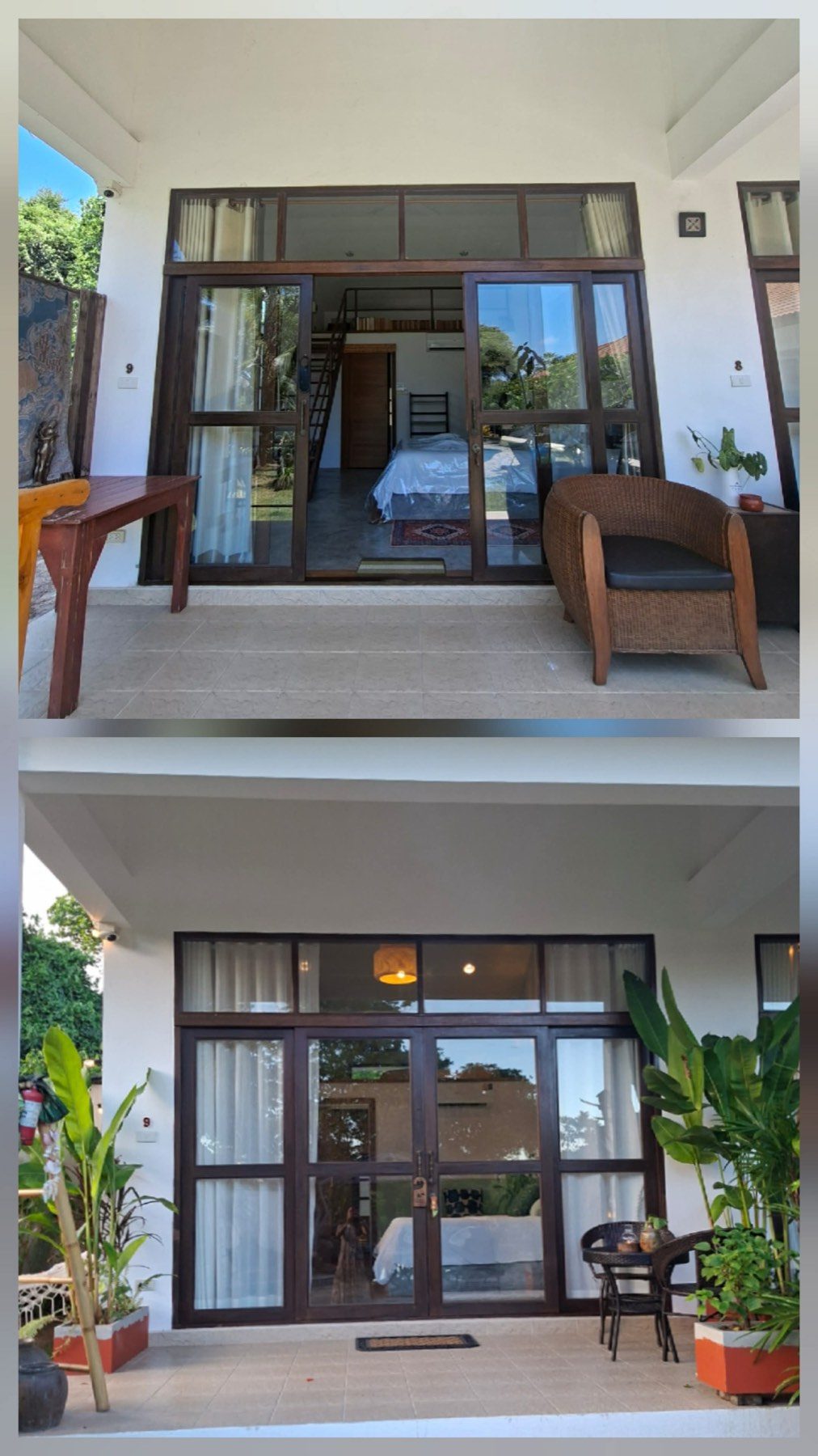 Room entrance — before & after.